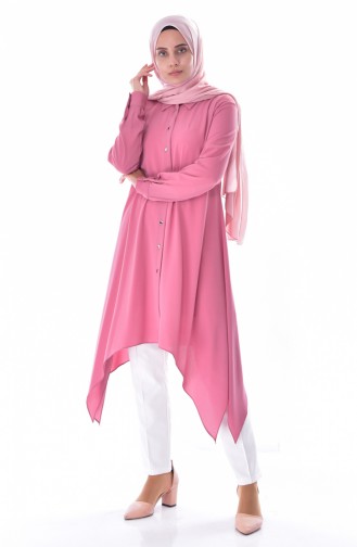 Buttoned Asymmetric Tunic 20741-03 Dried Rose 20741-03