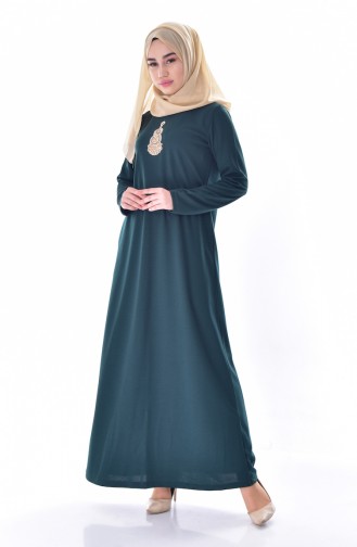 فستان مُزين بأحجار لامعة  99159-04 لون اخضر كاكي 99159-04