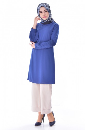 Sleeve Pleated Tunic 20739-04 İndigo 20739-04