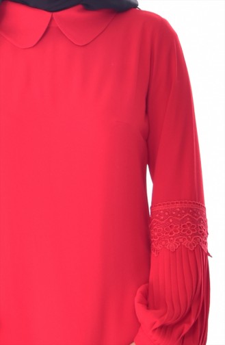 Sleeve Pleated Tunic 20739-03 Red 20739-03