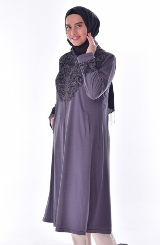 Large Size Flock Printed Cape 6039-02 Dark Lilac 6039-02