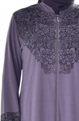 Large Size Flock Printed Cape 6039-02 Dark Lilac 6039-02