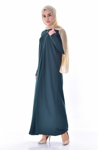 Abaya a Fermeture 99140-14 Vert Foncé 99140-14