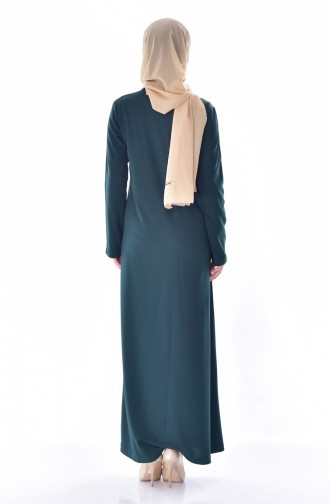 Abaya a Fermeture 99140-14 Vert Foncé 99140-14