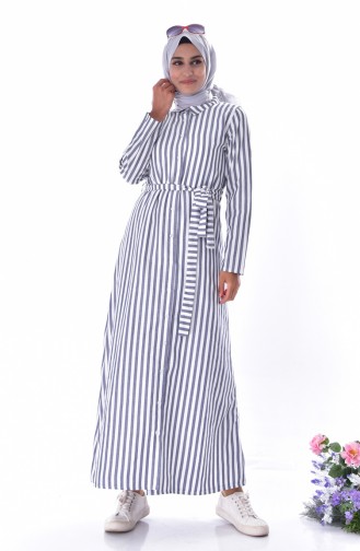 Navy Blue Hijab Dress 3918-03