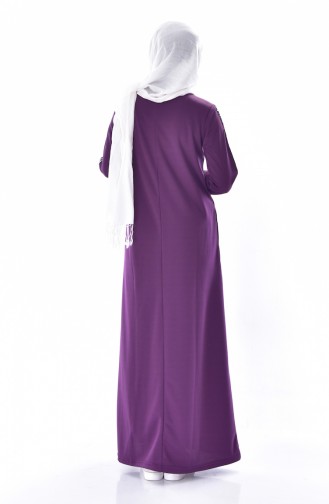 فستان بتصميم مخطط على اكمام 99144-05 لون بنفسجي 99144-05