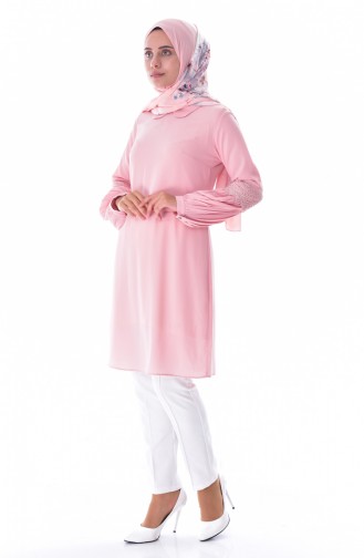 Kolu Pliseli Tunik 20739-07 Pudra