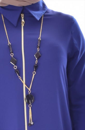 Large Size Necklace Zippered Tunic 1044-02 Saks 1044-02