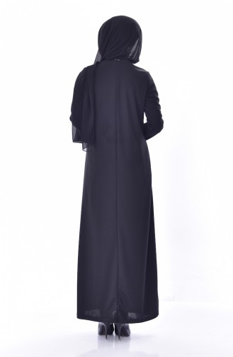 Taşlı Elbise 99159-03 Siyah