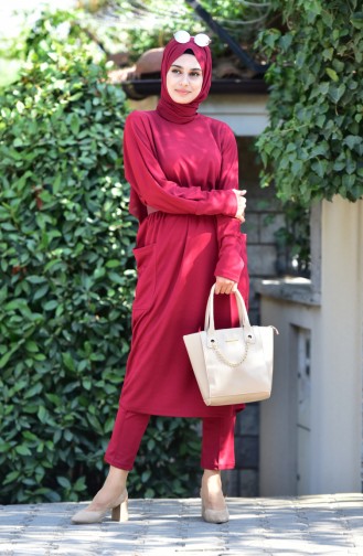 Belted Tunic Trousers Double Suit 0157-01 Claret Red 0157-01