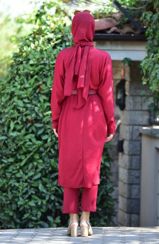 Belted Tunic Trousers Double Suit 0157-01 Claret Red 0157-01