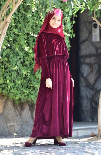 Claret Red Hijab Dress 4160-02