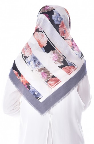 Floral Patterned Cotton Scarf 2033-01 Smoked 2033-01