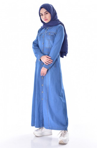 Hijab Mantel aus Jeans 9221-01 Jeans Blau 9221-01