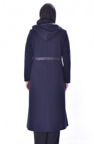 Large Size Leather Garnished Cape 6050-01 Navy Blue 6050-01