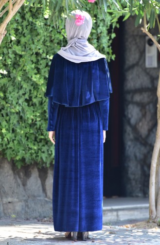 Navy Blue Hijab Dress 4160-03