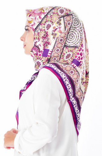 Karaca Desenli Eşarp 90504-07 Mürdüm Mor