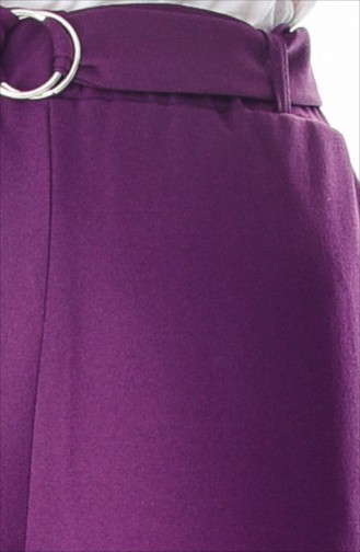 Kuşaklı Bol Paça Pantolon 0511-01 Mor 0511-01