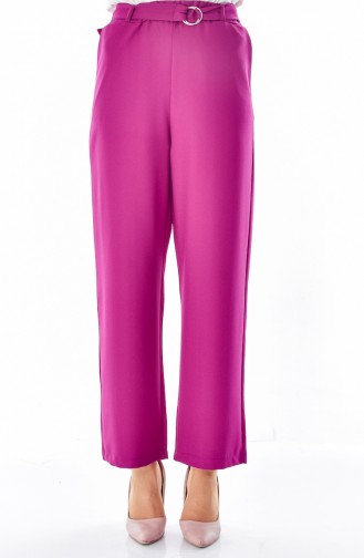 Kuşaklı Bol Paça Pantolon 0511-02 Mürdüm 0511-02