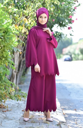 Ensemble Deux Pieces Tunique Pantalon 1004-03 Plum 1004-03