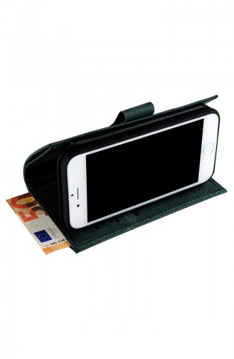 Cüzdanlı Deri Telefon Kılıfı 6SPLDR245 Yeşil