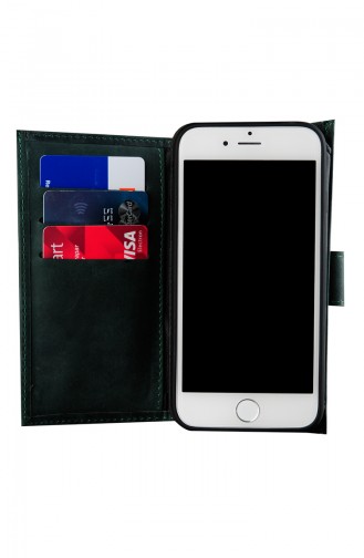 Cüzdanlı Deri Telefon Kılıfı 6SPLDR245 Yeşil