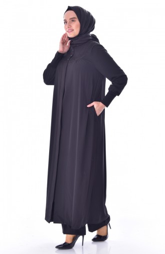 Abaya Bordée Grande Taille 1033-01 Noir 1033-01