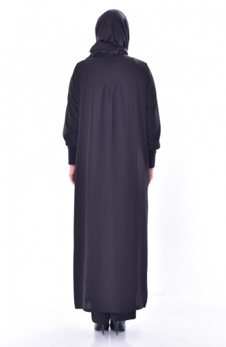 Abaya Bordée Grande Taille 1033-01 Noir 1033-01