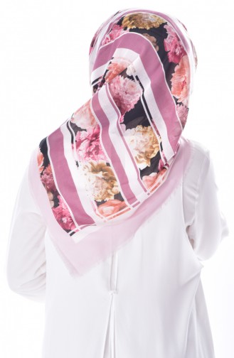Floral Patterned Cotton Scarf 2033-04 Powder Pink 2033-04