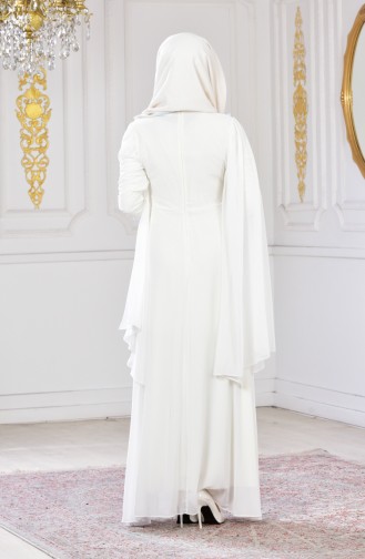 Dantelli Abiye Elbise 81321-02 Beyaz