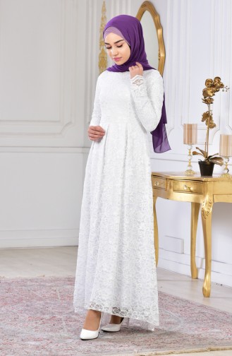 Ecru Hijab Dress 60696-03