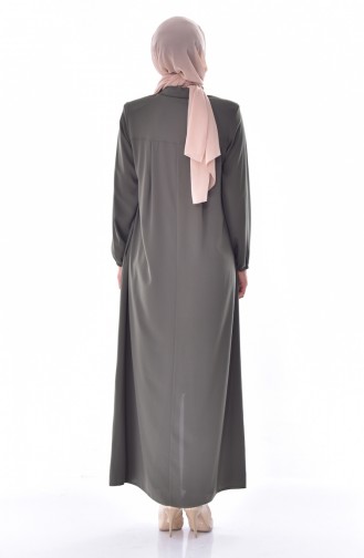 Judge Collar Zippered Abaya 2526-04 Khaki 2526-04