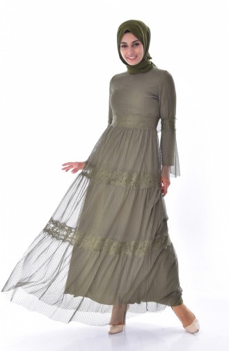 Lace Dress 1057A-01 Khaki 1057A-01