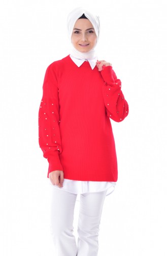 Pull Tricot Perlés 8068-02 Rouge 8068-02