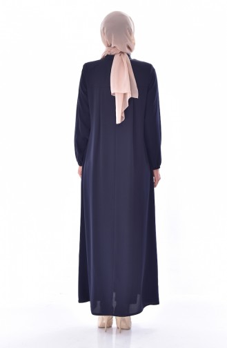 Judge Collar Zippered Abaya 2526-01 Navy Blue 2526-01