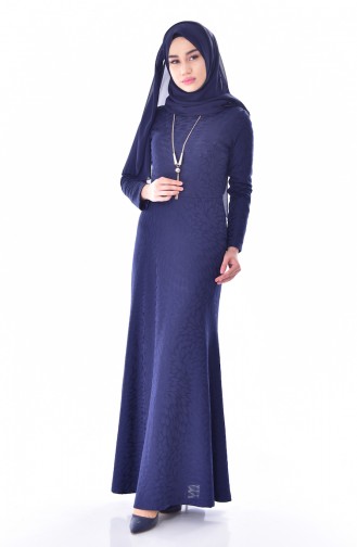 Dunkelblau Hijab Kleider 2030-01