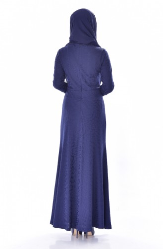 Dunkelblau Hijab Kleider 2030-01