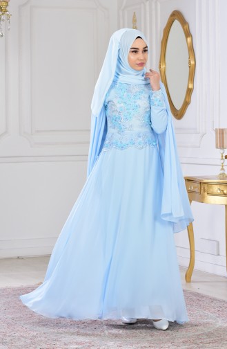 Habillé Hijab Bleu 81321-04