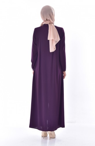 Abaya a Fermeture Col Officier 2526-02 Pourpre 2526-02