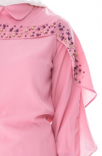 Bluse mit Perlen 7005-01 Pink 7005-01