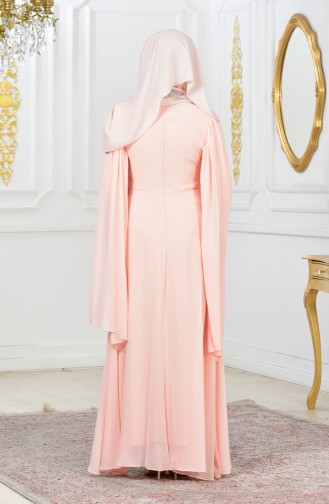 Powder Hijab Evening Dress 81321-03