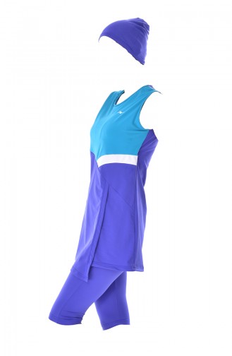 Saks-Blau Hijab Badeanzug 215-02