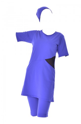 ملابس للسباحة بتصميم اكمام قصيرة 290-03 لون ازرق 290-03
