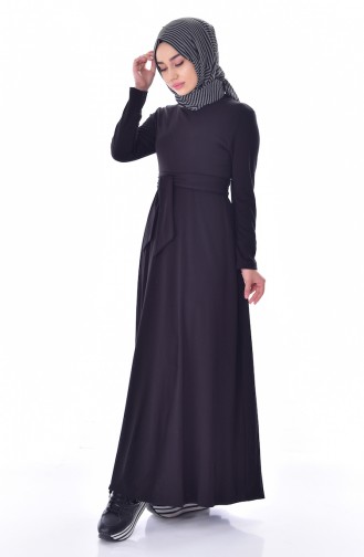 فستان بتصميم حزام خصر2029-05 لون أسود 2029-05