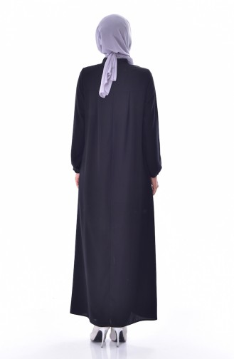 Abaya a Fermeture Col Officier 2526-03 Noir 2526-03