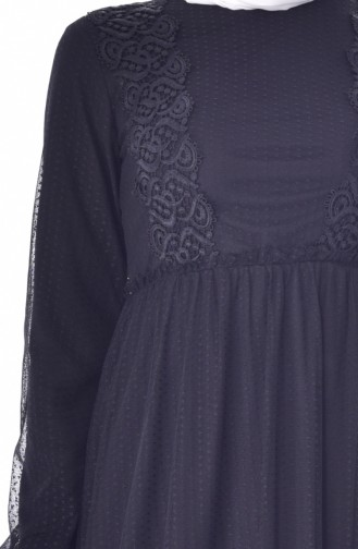 Güpürlü Elbise 60710-01 Siyah