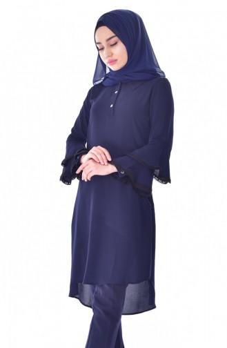 Sleeeve Flywheel Asymmetric Tunic 3122-08 Navy 3122-08