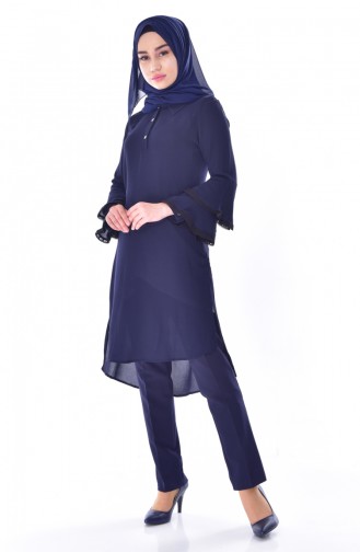 Sleeeve Flywheel Asymmetric Tunic 3122-08 Navy 3122-08