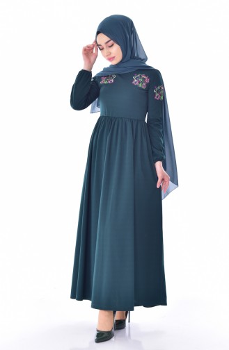 Smaragdgrün Hijab Kleider 4112-05