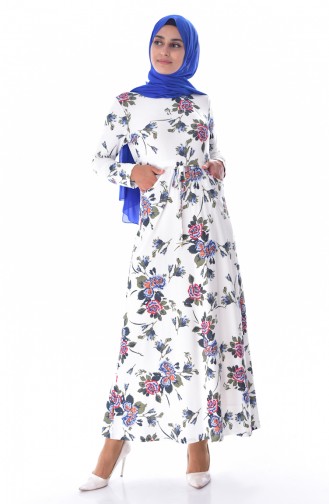 فستان مورّد بتصميم جيوب 0581-08 لون أزرق فاتح 0581-08
